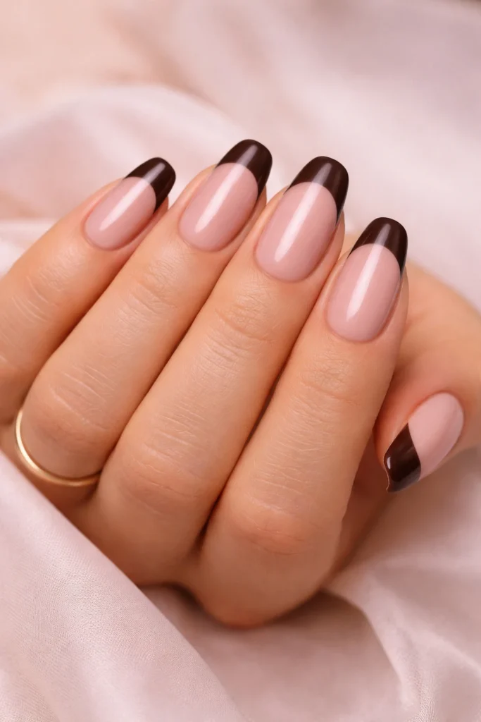 Brown and Pink Nails