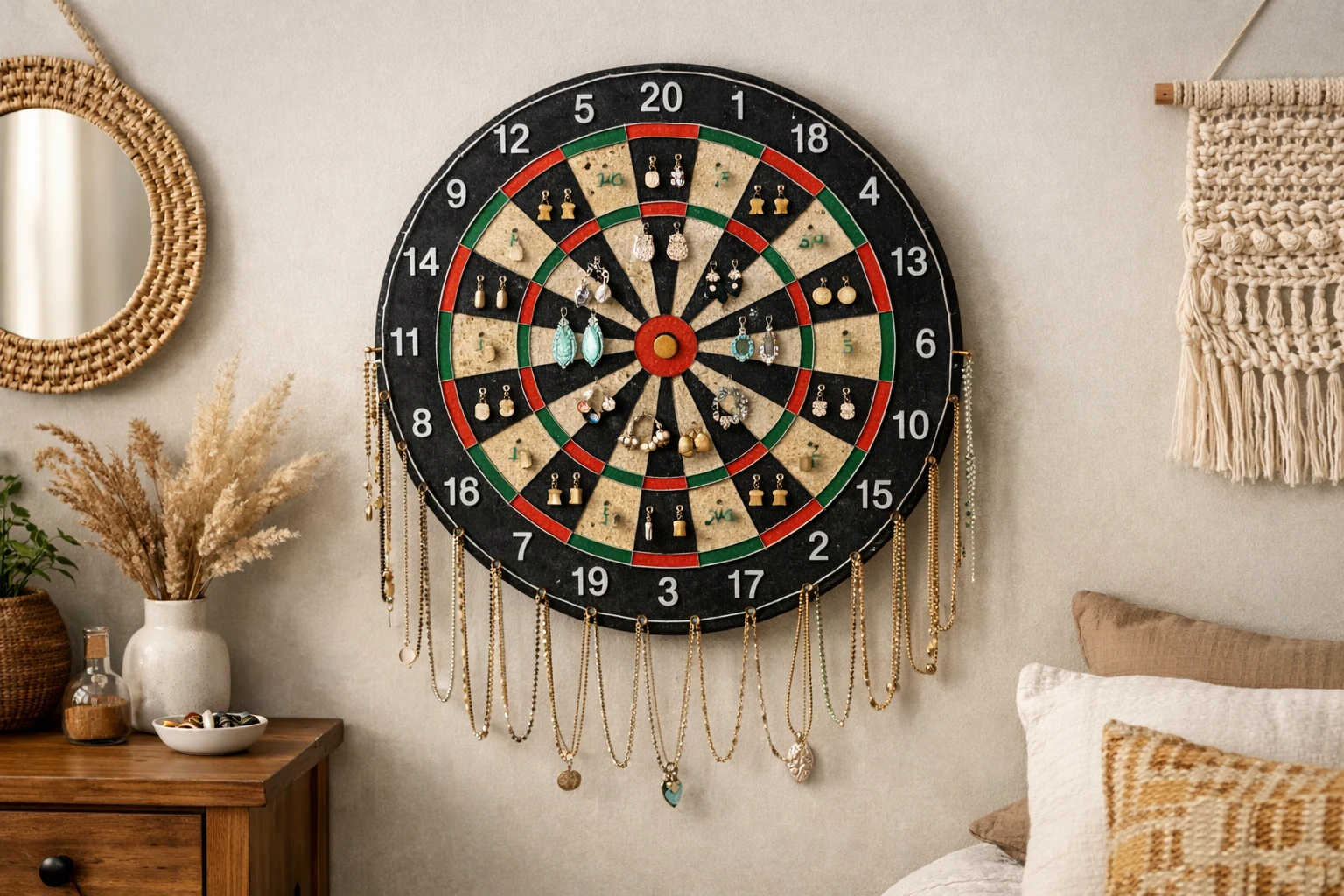 Dart Board Jewellery Holder
