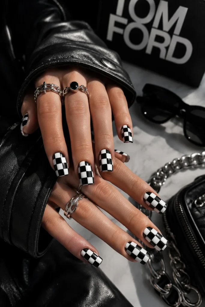 White and Black Nails