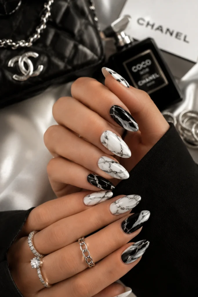 White and Black Nails