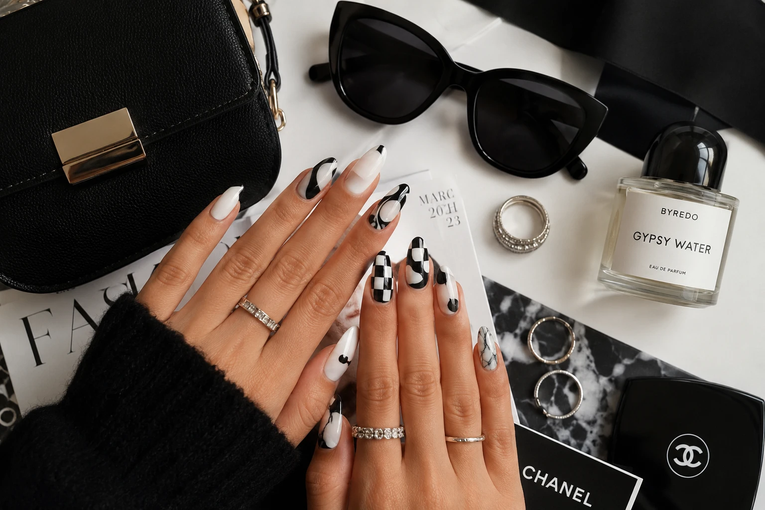 White and Black Nails