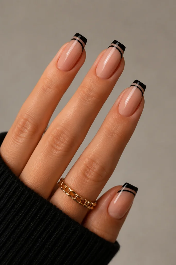 Black French Tip Nails