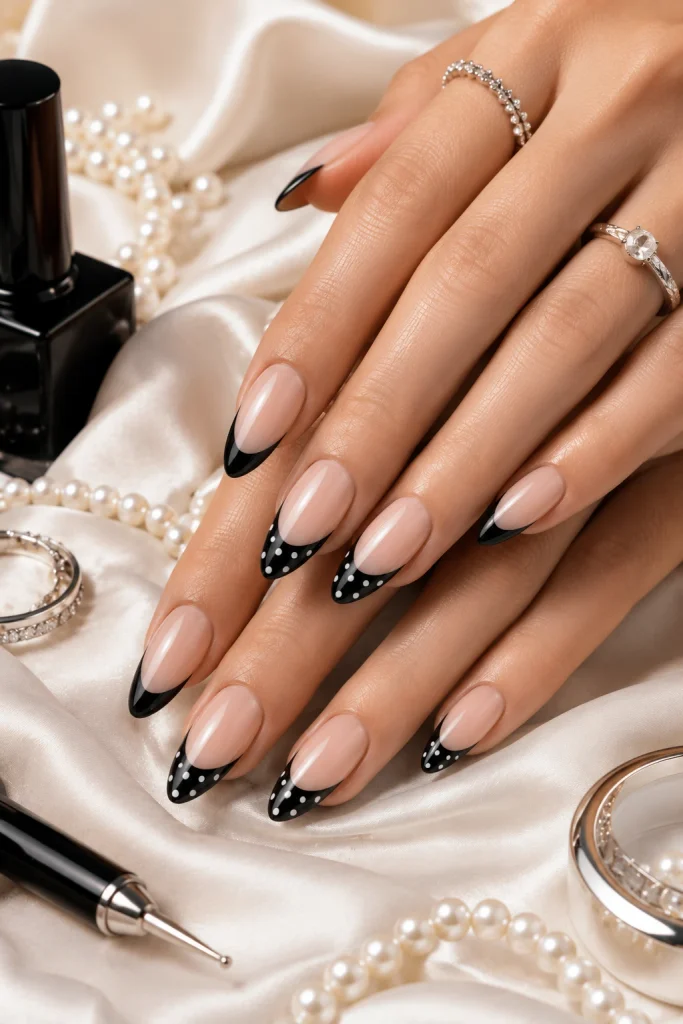 Black and White Polka Dot Nail